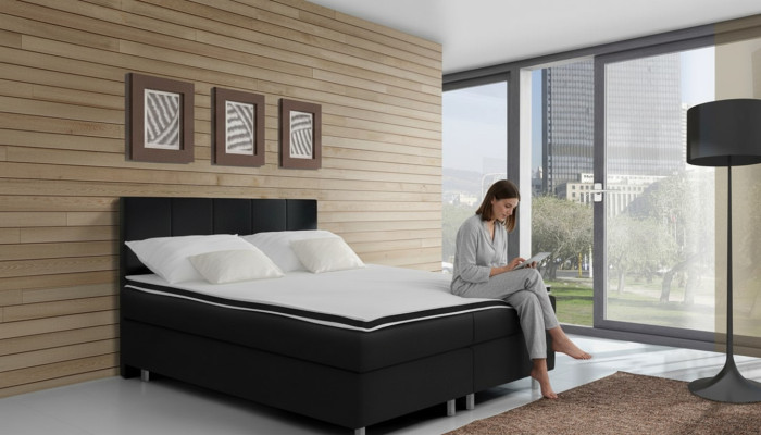 Box spring bed beds bed upholstered faux leather designer hotel double luxury design