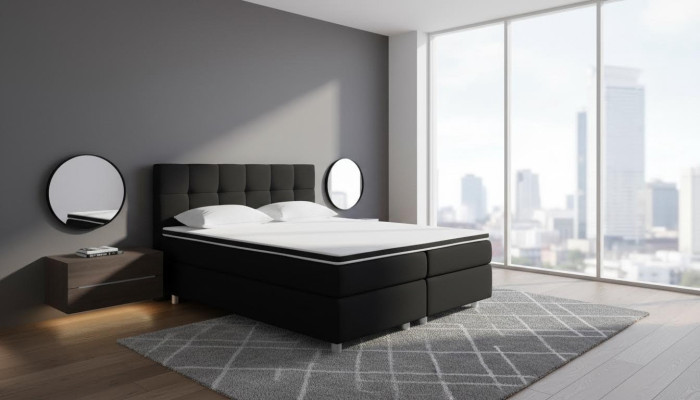 Box spring bed beds bed upholstered faux leather designer hotel double luxury design