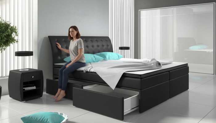Box spring bed beds bed upholstery faux leather designer hotel double luxury design