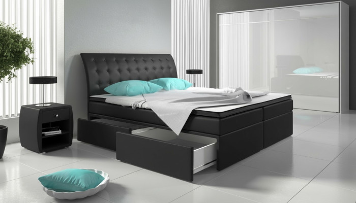 Box spring bed beds bed upholstery faux leather designer hotel double luxury design