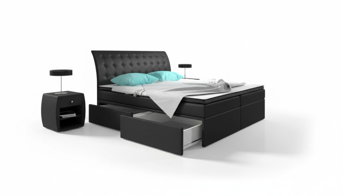 Box spring bed beds bed upholstery faux leather designer hotel double luxury design