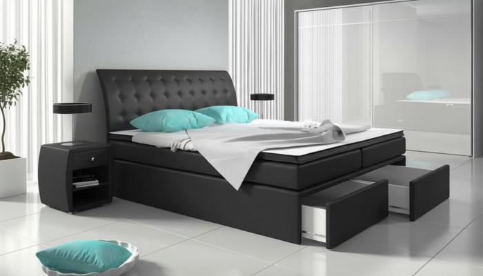 Box spring bed, beds, bed, upholstery, faux leather, designer, hotel, double, luxury design
