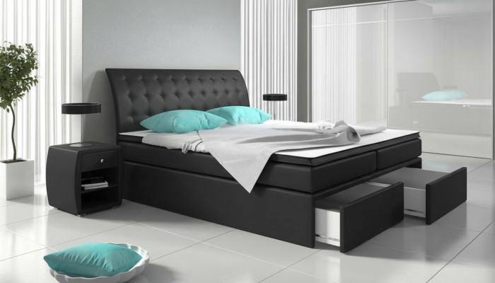 Box spring bed, beds, bed, upholstery, faux leather, designer, hotel, double, luxury design
