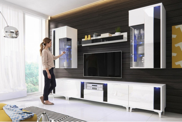High gloss living room wall cabinet decoration living room cupboard display cabinet sideboard
