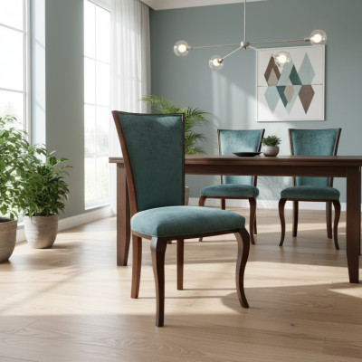Dining room set with 4 x armchair upholstery dining chair wood new