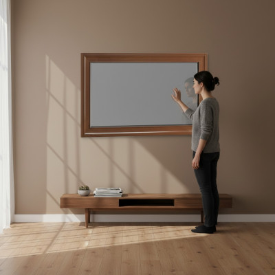 Classic wall mirror, wooden frame, mirror furniture, new, 103x61cm glass