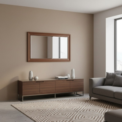 Classic wall mirror, wooden frame, mirror furniture, new, 103x61cm glass