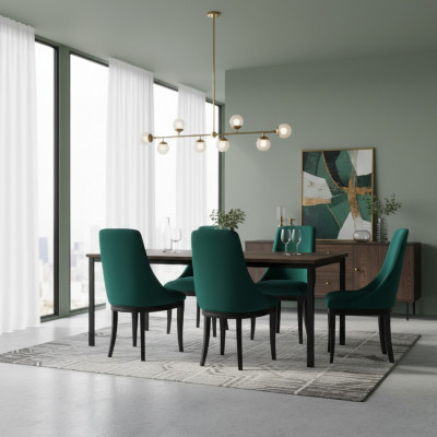 Set of 6 Luxury Classic Dining Room Chairs Modern Solid Wood Seats