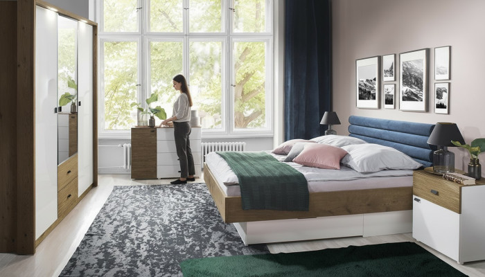 Bedroom set bed 2 nightstands classic bed frame design furniture 3-piece set