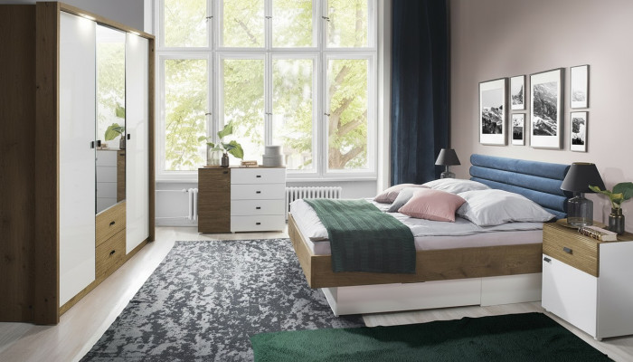 Bedroom set bed 2 nightstands classic bed frame design furniture 3-piece set