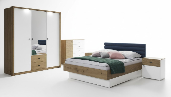 Bedroom set bed 2 nightstands classic bed frame design furniture 3-piece set
