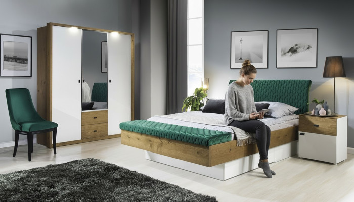 Set designer upholstered bed bed beds fabric double bed designer bed nightstand 2-piece.