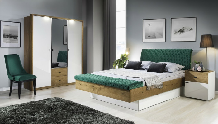 Set designer upholstered bed bed beds fabric double bed designer bed nightstand 2-piece.