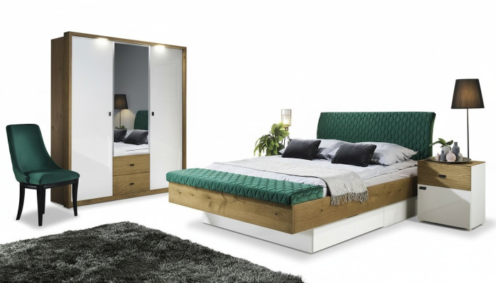 Set designer upholstered bed bed beds fabric double bed designer bed nightstand 2-piece.