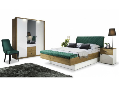 Set designer upholstered bed bed beds fabric double bed designer bed nightstand 2-piece.