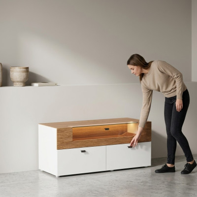 Sideboard TV Lowboard XXL Cabinet Table Modern Living Room Wood 125x55cm