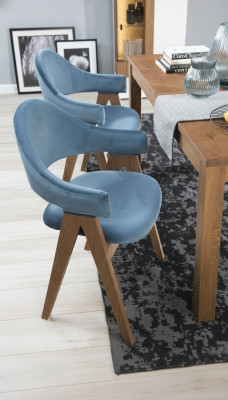 Set of 2 luxury design upholstered solid wood chairs seat office dining room