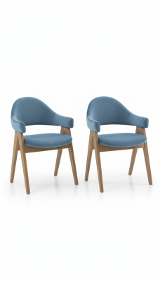 Set of 2 luxury design upholstered solid wood chairs seat office dining room