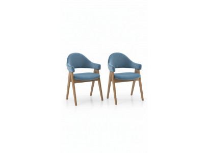 Set of 2 luxury design upholstered solid wood chairs seat office dining room