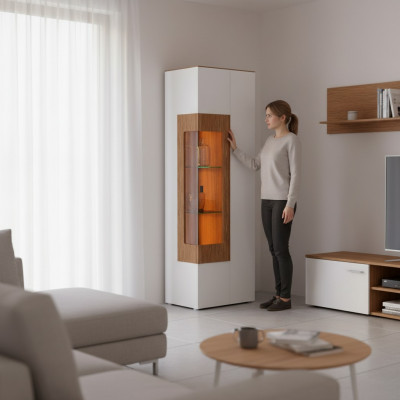 Glass display cabinet living room showcase 1-door display tall cabinet modern