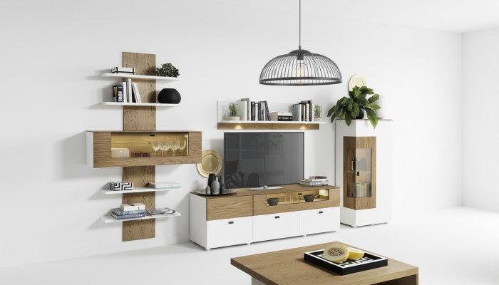 Set modern wall unit display cabinet shelf wardrobe living room baroque style