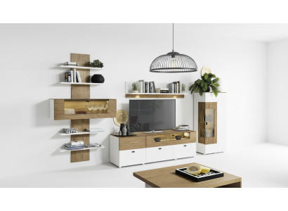Set modern wall unit display cabinet shelf wardrobe living room baroque style