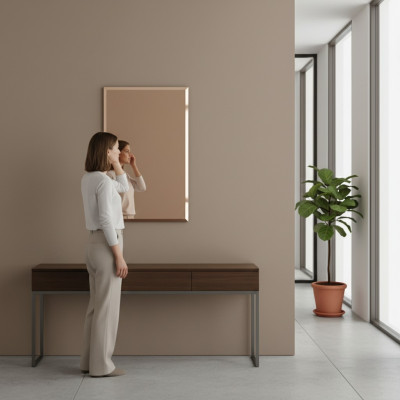 Classic wall mirror with wooden frame mirror furniture new 90x60cm glass frame wall