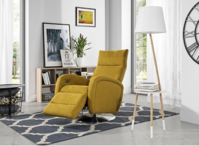 Armchair Lounge Designer Chair Upholstered Sofa 1-Seater Swivel Recliner TV Fabric