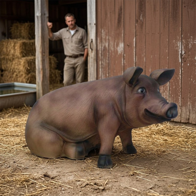 Mast Pig Farm Decoration Garden Figures Statue Animal Sausage Statues Decor
