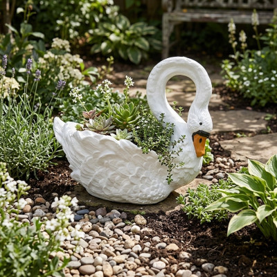 Swan Decorative Statue Garden Figures Statues 54cm Life-Size Figure Plastic