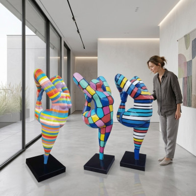Abstract Designer Figure XXL Statues Garden Living Room Art Sculpture Colored