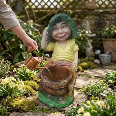 Ugly garden gnome figure, entire 48cm, to disfigure your own garden, new.