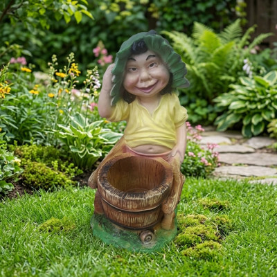 Ugly garden gnome figure, entire 48cm, to disfigure your own garden, new.