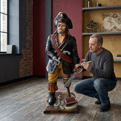 Pirate Figure Statue Design Sculpture Decoration Caribbean Pirates Garden Decor 100cm