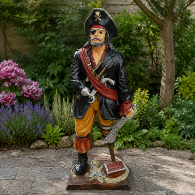 Pirate Figure Statue Design Sculpture Decoration Caribbean Pirates Garden Decor 100cm