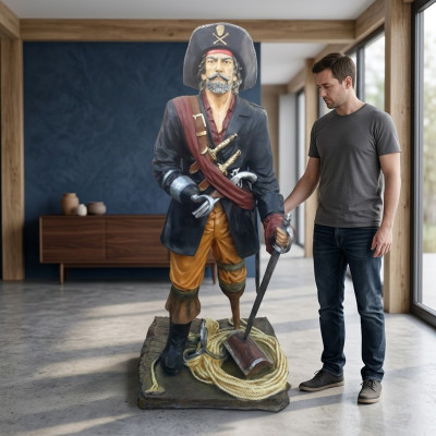 Pirate figure statue privateer buccaneer corsair sculpture decoration 200 cm