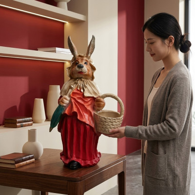 Wolf Little Red Riding Hood Figure Easter Bunny Dress Wolf Trans Garden Figure Statue 71cm New