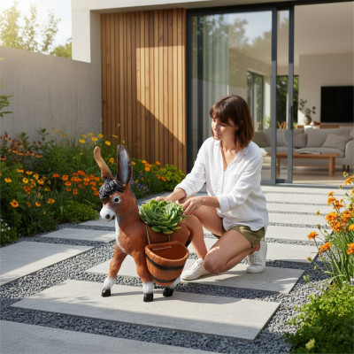 Modern design donkey animal garden plastic decoration sculpture brown new