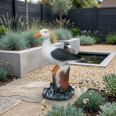 Deco Figure Seagull Bird Garden Figures Sculpture Statues Sculptures 43cm New
