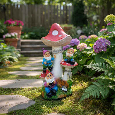 Sculpture Mushroom House Statue Garden Figures 51cm Statues Sculptures Figure New M37