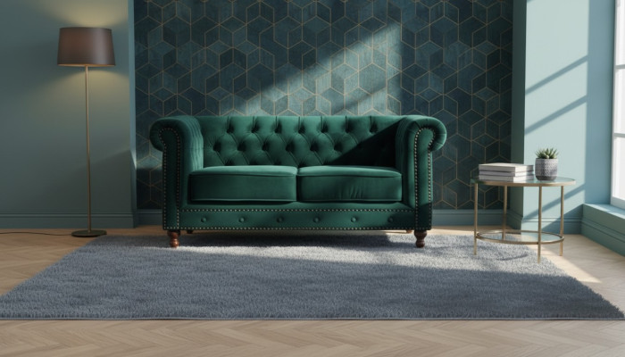 British Chesterfield Green Three-Seater Couch - Luxury Leather Furniture