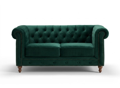 British Chesterfield Green Three-Seater Couch - Luxury Leather Furniture