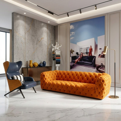 Extra Luxury Class Sofa - Chesterfield Big XXL Couch - Four-Seater Seat Cushion