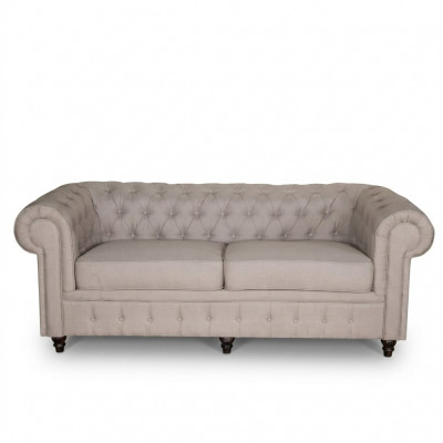 jvmoebel ® - Textile Sofa Couch - Beige Upholstery Three-Seater Couch Suite Three-Seater
