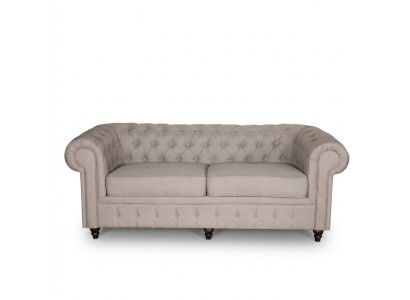 jvmoebel ® - Textile Sofa Couch - Beige Upholstery Three-Seater Couch Suite Three-Seater