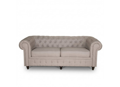 jvmoebel ® - Textile Sofa Couch - Beige Upholstery Three-Seater Couch Suite Three-Seater