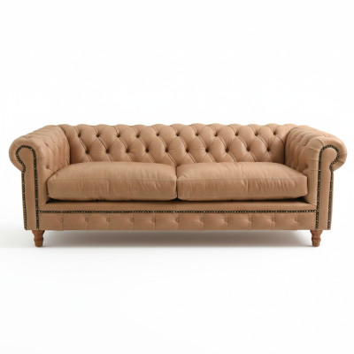 Design Leather Sofa Couch - Chesterfield Upholstery Three-seater 220cm
