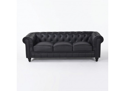 jvmoebel ® Textile Sofa Couch - Black Upholstery Three-Seater Couch Set Trio
