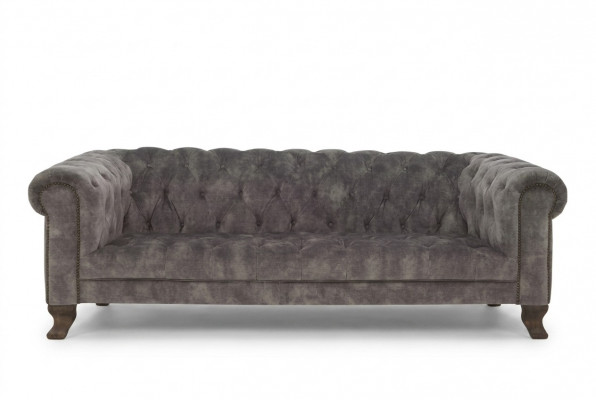 Classic Leather Couch - Gray Chesterfield Fabric Sofa 3-Seater New jvmoebel ®