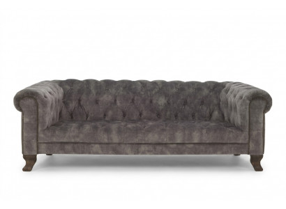 Classic Leather Couch - Gray Chesterfield Fabric Sofa 3-Seater New jvmoebel ®